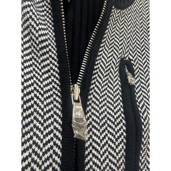 NWOT Lauren Ralph Lauren Black White Herringbone Size Medium Fall Vest Layering - Picture 5 of 11